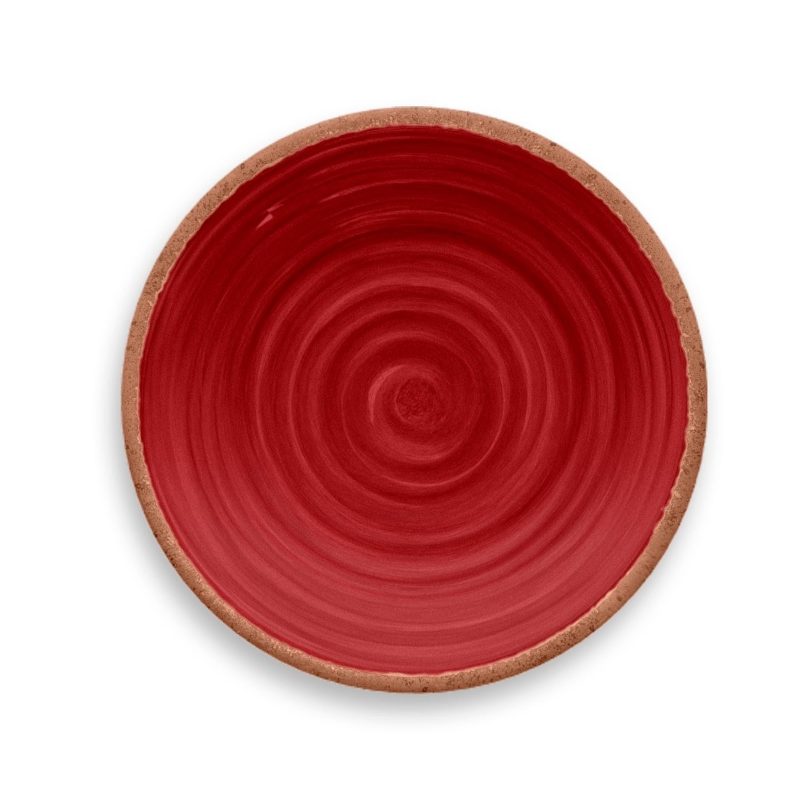 Kit 12 Pratos De Jantar Rústico Tarhong Melamina Vermelho