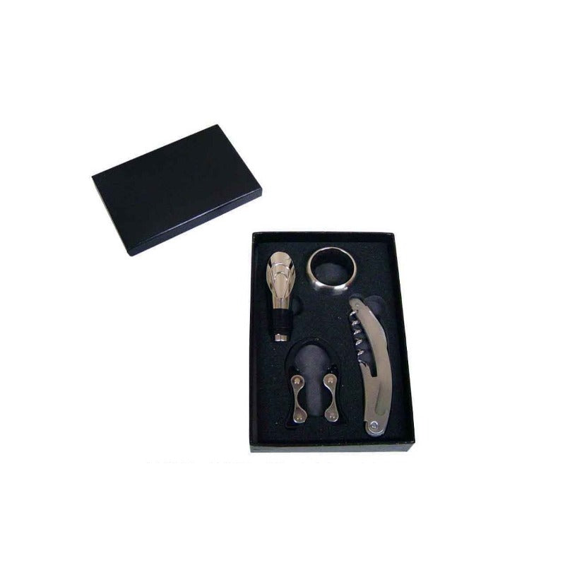 Kit Vino 4 Piezas Sacacorchos y Accesorios de Regalo