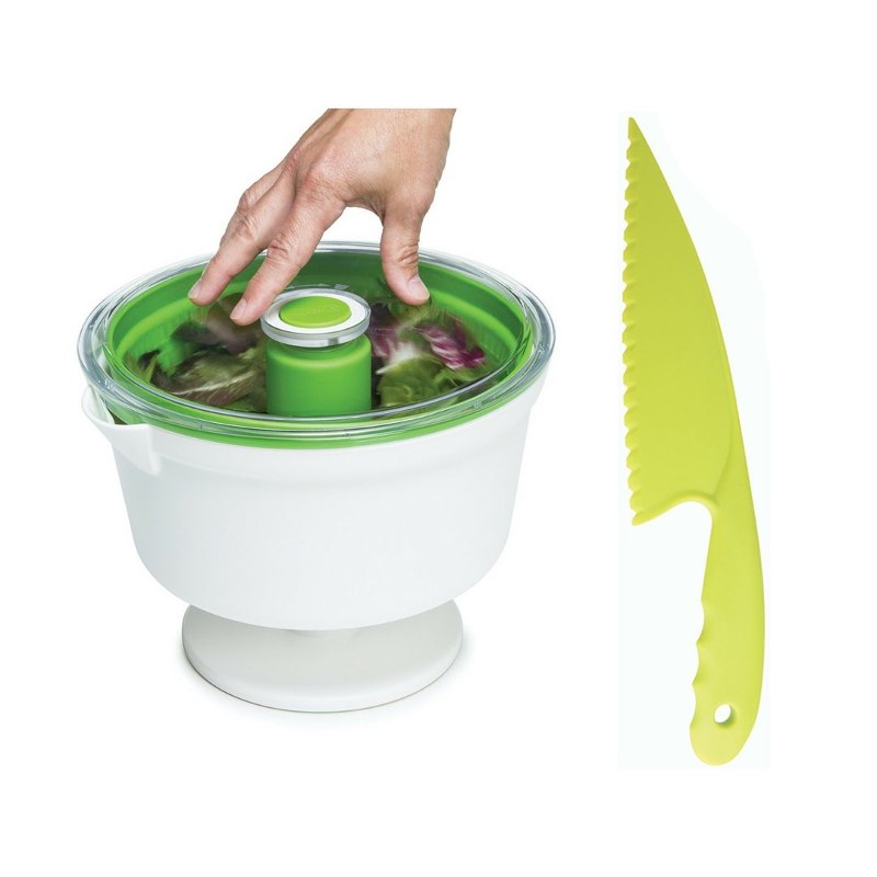 Kit Escurridor De Ensalada A Presión + Cuchillo Para Ensalada De Verduras