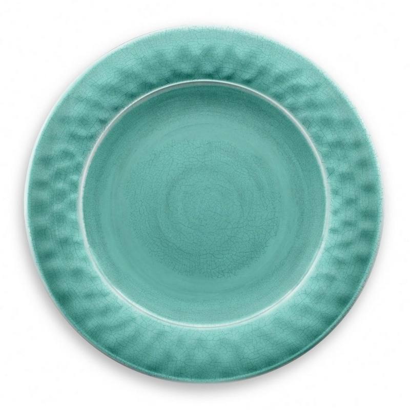 Plato llano de melamina agrietada turquesa Tarhong 27 cm