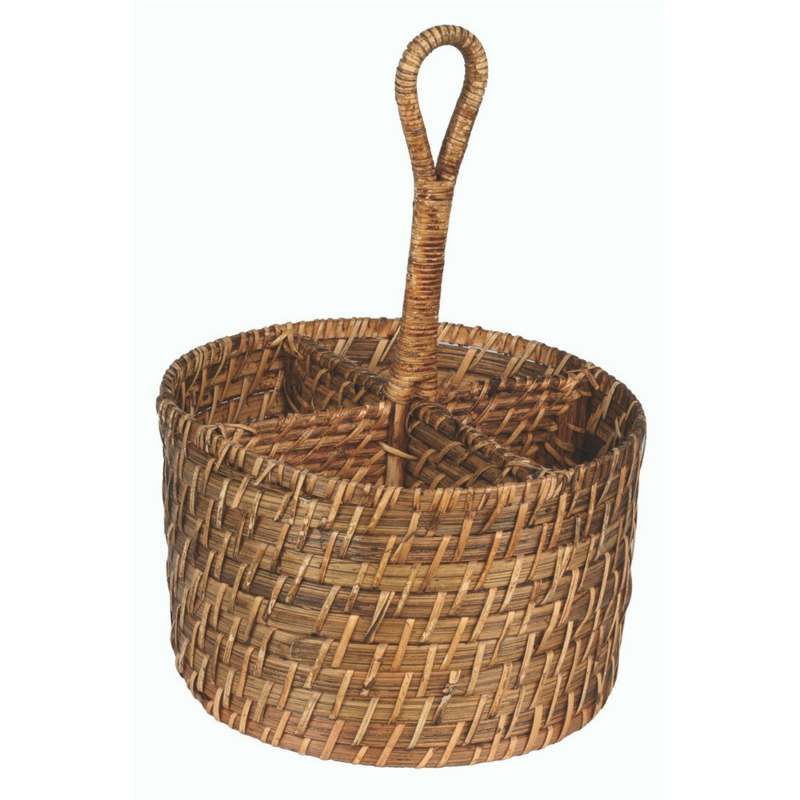 Kit 16 Porta Talheres 4 Divisões Artex Em Rattan Marrom
