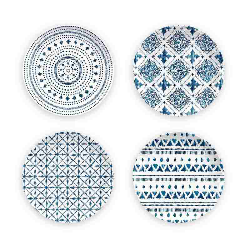 Kit 6 Dessert Plates Indochina Line 22cm Blue and White