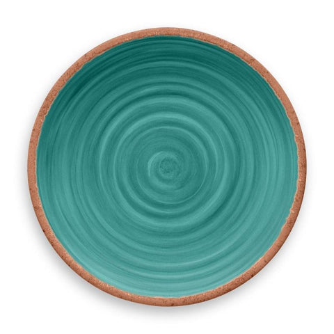 Kit 12 Rustic Dinner Plates Tarhong Melamine Turquoise