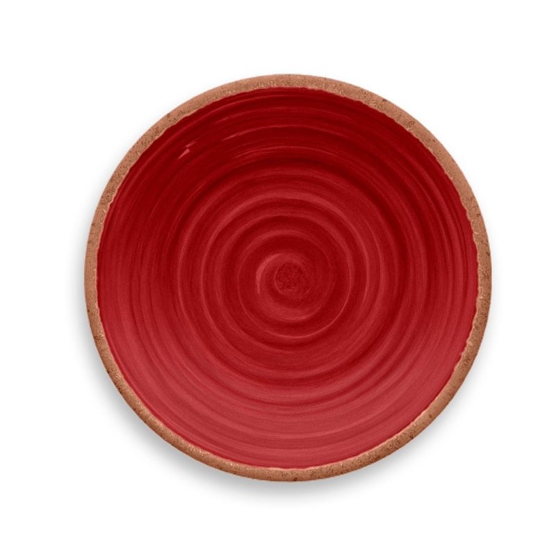 Kit 4 Rustic Dinner Plates Tarhong Melamine Red