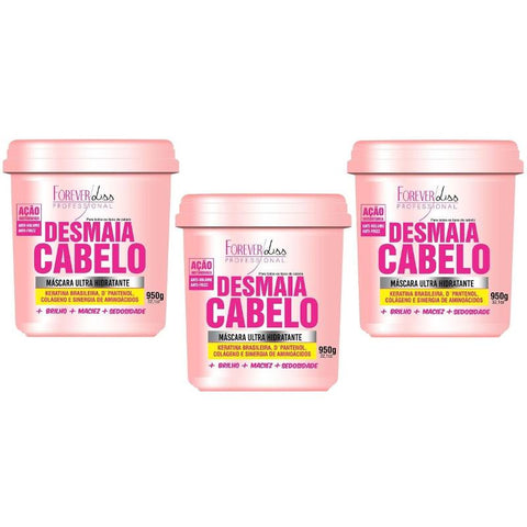 Kit Forever Liss Desmaia Cabelo Máscara Hidratante 3 X 950g