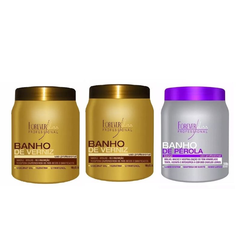 Kit=2 Baños de Barniz 1k+1 Baño de Perla 950g-forever Lis