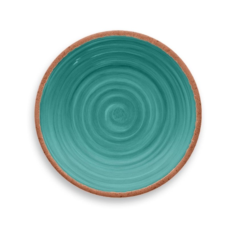 Rustic Tarhong Round Melamine Turquoise Dessert Plate