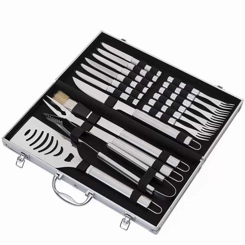 Kit Churrasco 17 Peças Talheres Inox Maleta Alumínio