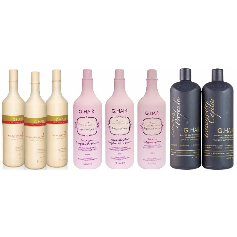 G Hair 2 Progressive Kits + 1 Reducing Treatment kit 8x1 liter