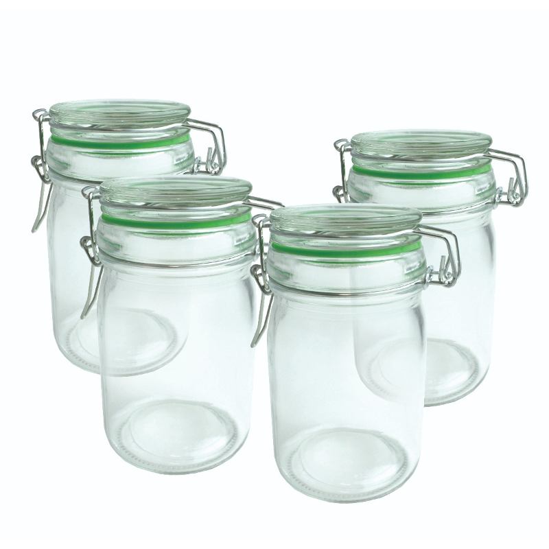Kit 4 Glass Pots with Lid and Fackelmann Lock