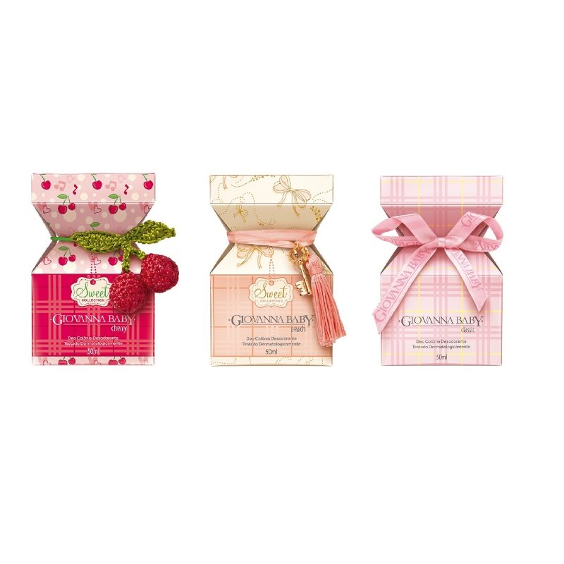 Kit Three Deo Cologne Giovanna Baby Classic, Peach and Cherry