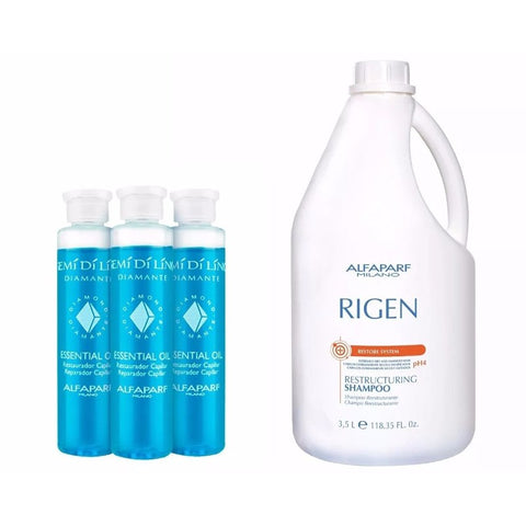 Rigen Restore System 3.5 Shampoo &amp; Semi Di Lino Blue Ampoule