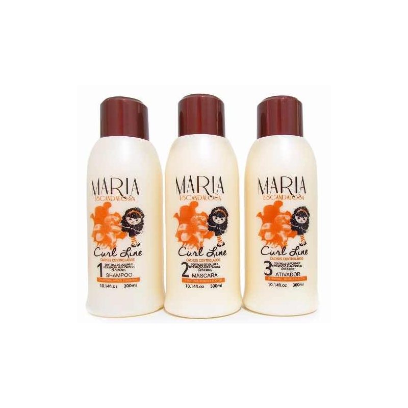 Maria Escandalosa Kit Curl Line Cabelos Cacheados 3x300ml