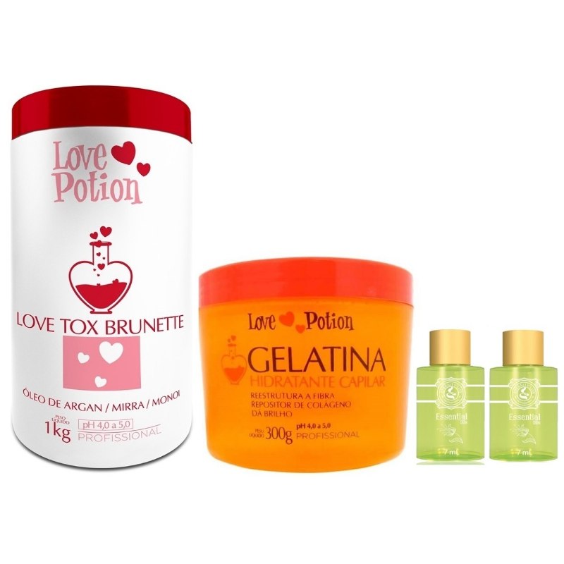 Love Potion Gelatina 300g + Love Tox Morena 1kg +0 2 Aceites