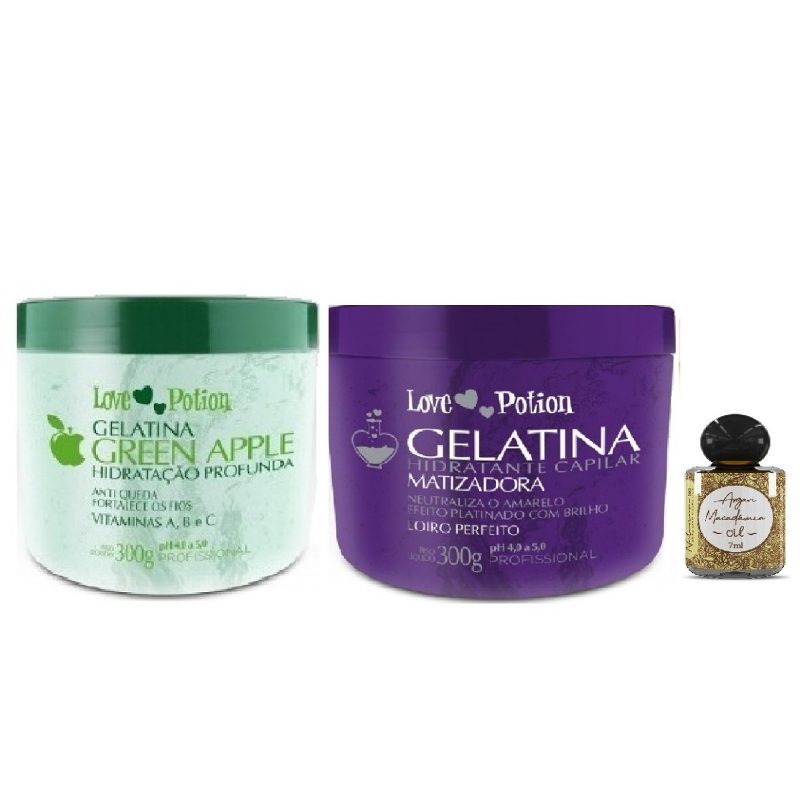 Green Apple Gelatin E Matizadora Love Potion 300g+1argan 7m