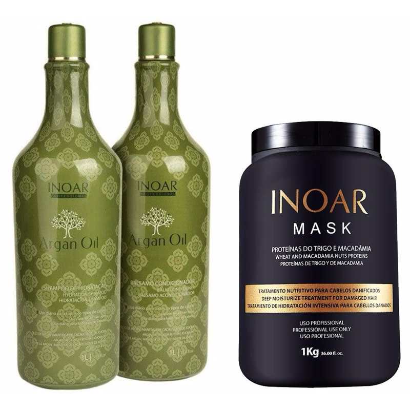 Inoar Argan Oil Hydration Kit 2x1 Liter + Inoar Mask 1kg