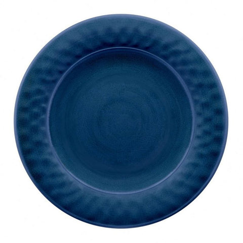 Kit 4 Blue Craquelled Melamine Dinner Plates 27cm