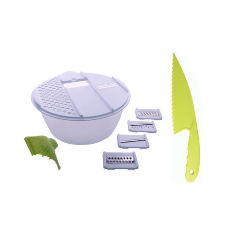 Kit Secadora Salada 4 Lâminas C Ralador + Faca Para Vegetais