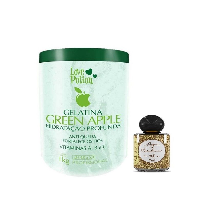 Green Apple Love Potion Hair Gelatin 1kg + Oil 7ml