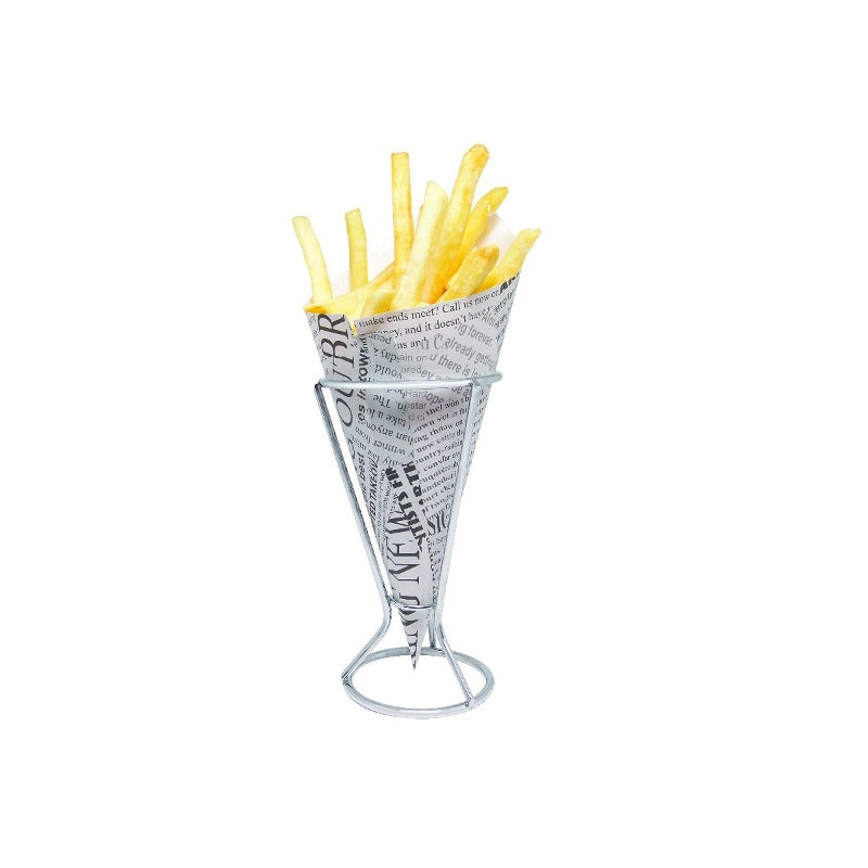 Support for Serving French Fries in Chrome Metal Cone