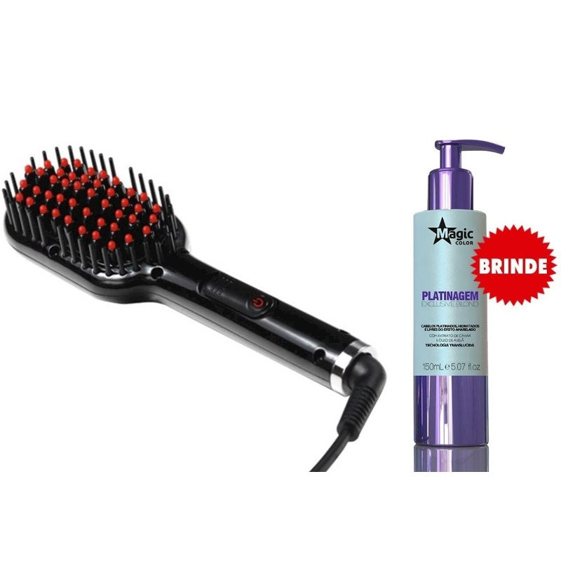 Bivolt Mq Hair Mini Straightening Brush + Gift