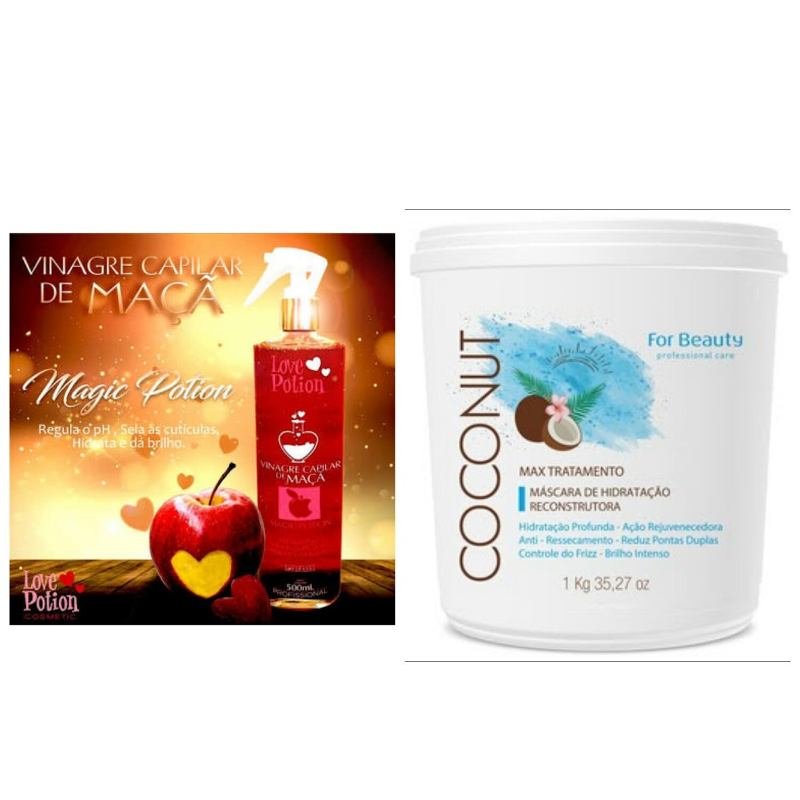 Vinagre de Manzana 500ml + Mascarilla de Belleza Coco 1kg 